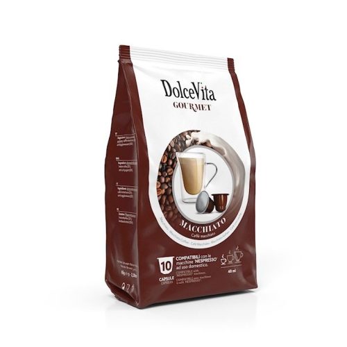 10 kusů kapslí Dolce Vita Macchiato příchuť Nespresso kompatibilní