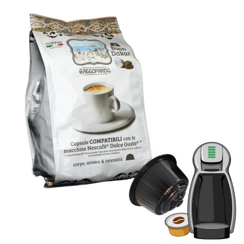 16 kapslí Gattopardo Dakar dolce kompatibilní s DOLCE GUSTO