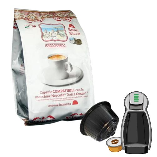 16 kapslí Gattopardo Gusto Ricco kompatibilní s DOLCE GUSTO